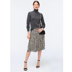 J. Crew Pleated Leopard Midi Skirt Size 8
